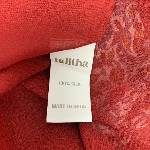 Talitha Silk Maxi Dress Medium Floral Boho Hand Beaded Pom Pom Hemline - Picture 14 of 16